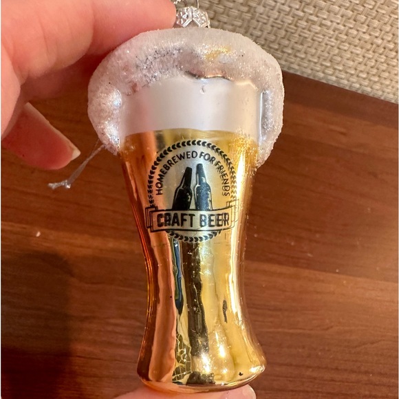 🎄🌟HP🌟Set of 3 Christmas Blown Glass Craft Beer Ornaments Painted Glitter - Picture 8 of 8